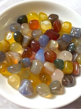 Multicolor Tumbled Agate Stone Pouch